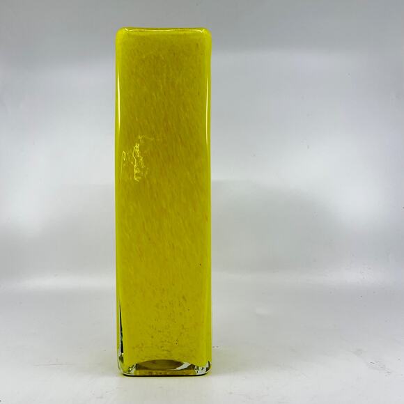 Vintage Hand Blown Glass Vase Neon Yellow Home Decor 11” Tall 1960’s